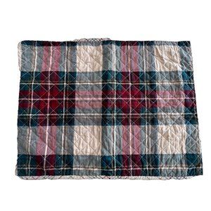 Cuddl Duds Quilted Plaid Flannel Pillow Cover Full Queen Multicolor Pure Cotton